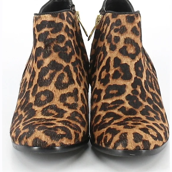 Sam Edelman Leopard Print Calf Hair Ankle Boots Like New - Picture 2 of 7